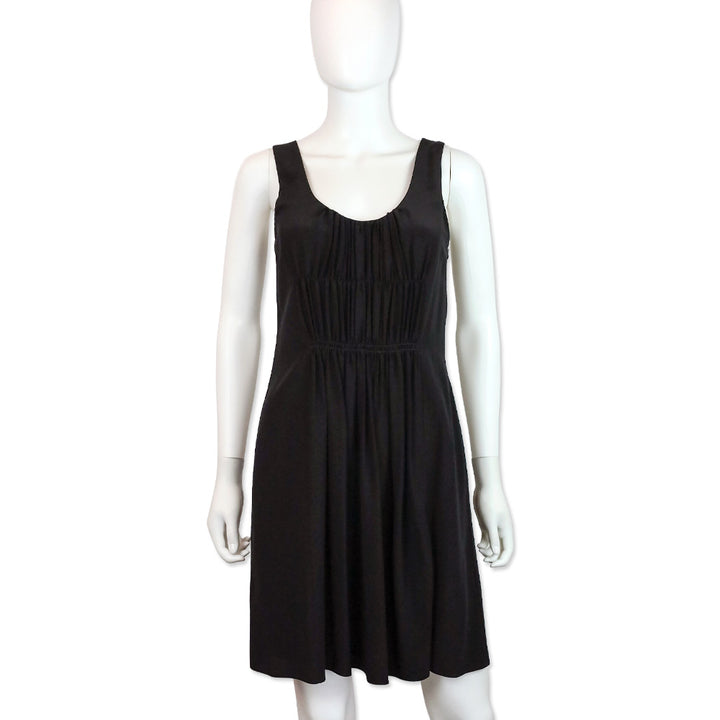 Burberry Brit Black Ruched Silk Sleeveless Mini Dress