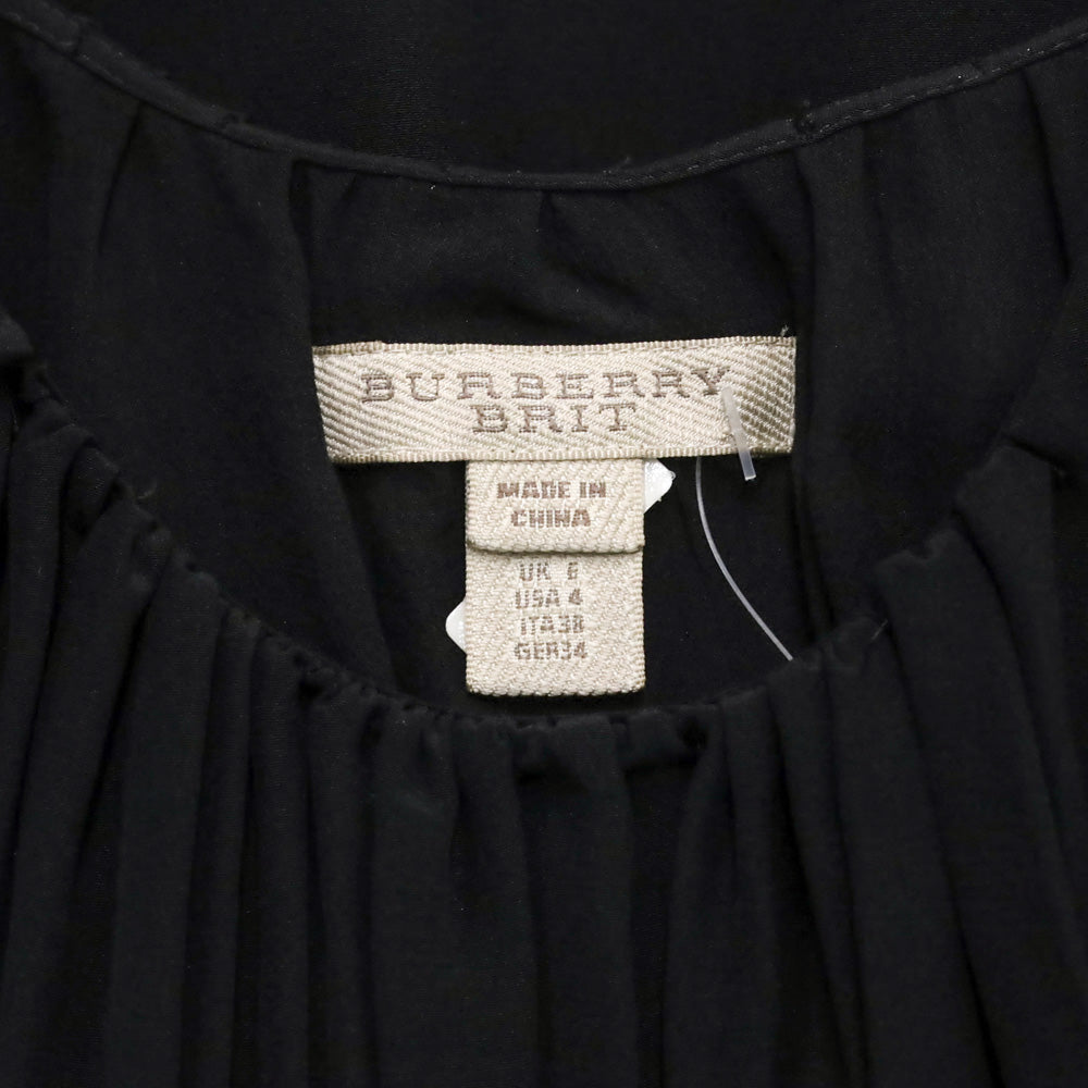 Burberry Brit Black Ruched Silk Sleeveless Mini Dress