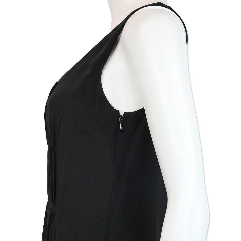 Burberry Brit Black Ruched Silk Sleeveless Mini Dress