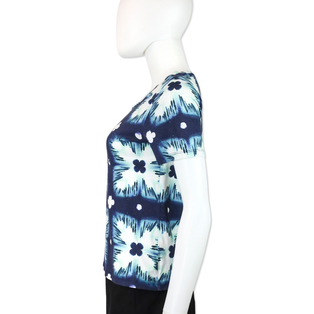 Burberry Brit Blue Floral Tie Dye Soft Cotton T-Shirt