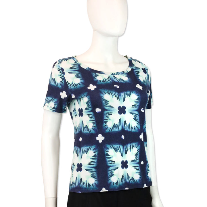 Burberry Brit Blue Floral Tie Dye Soft Cotton T-Shirt