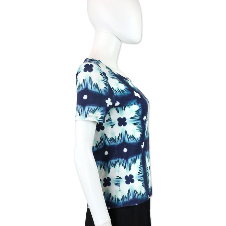 Burberry Brit Blue Floral Tie Dye Soft Cotton T-Shirt