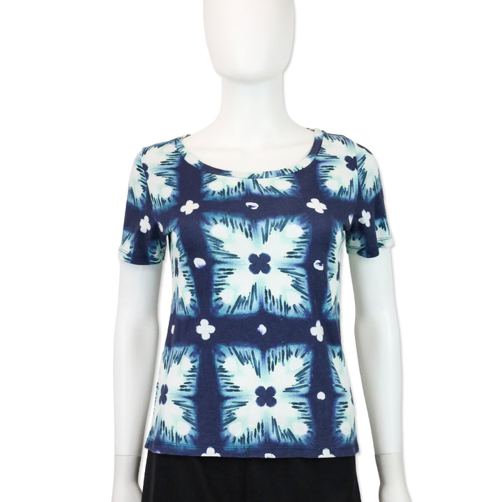 Burberry Brit Blue Floral Tie Dye Soft Cotton T-Shirt