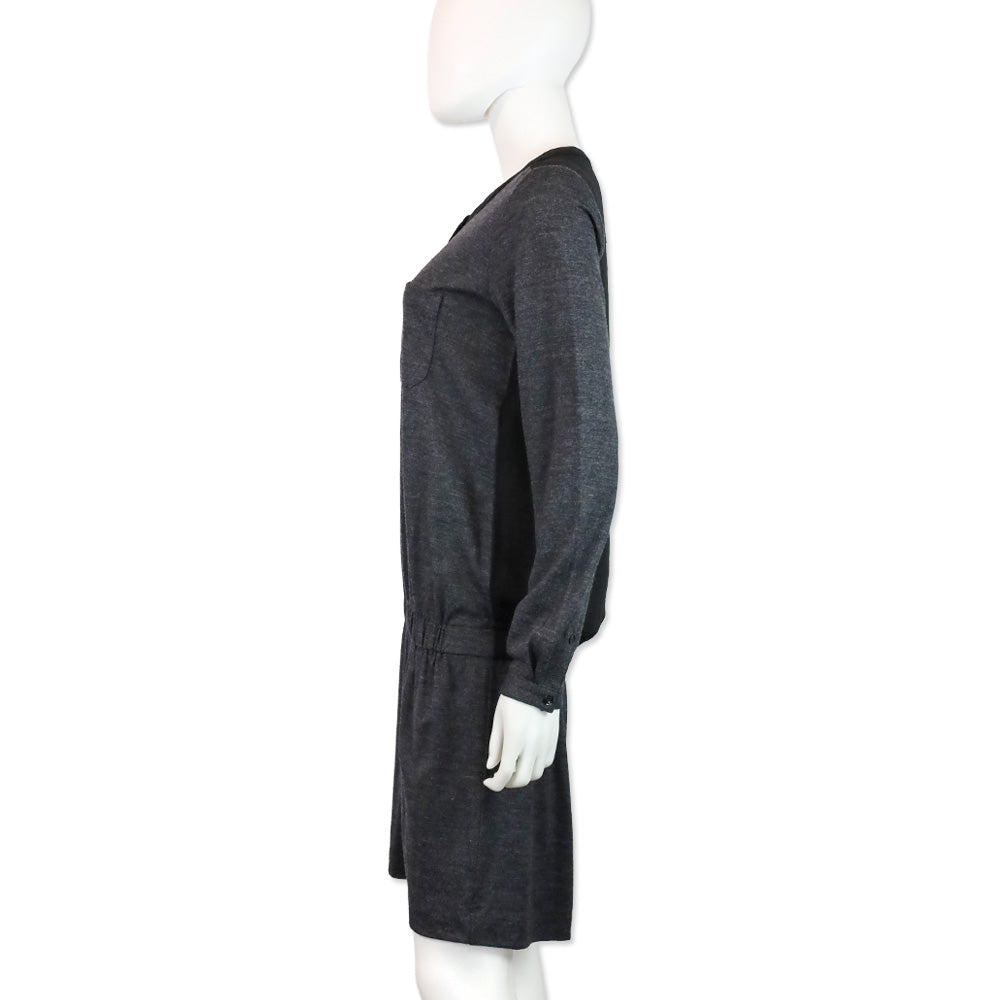 Burberry Brit Charcoal Grey/Black Henley Midi Dress