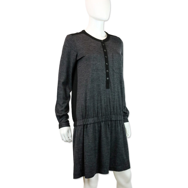 Burberry Brit Charcoal Grey/Black Henley Midi Dress