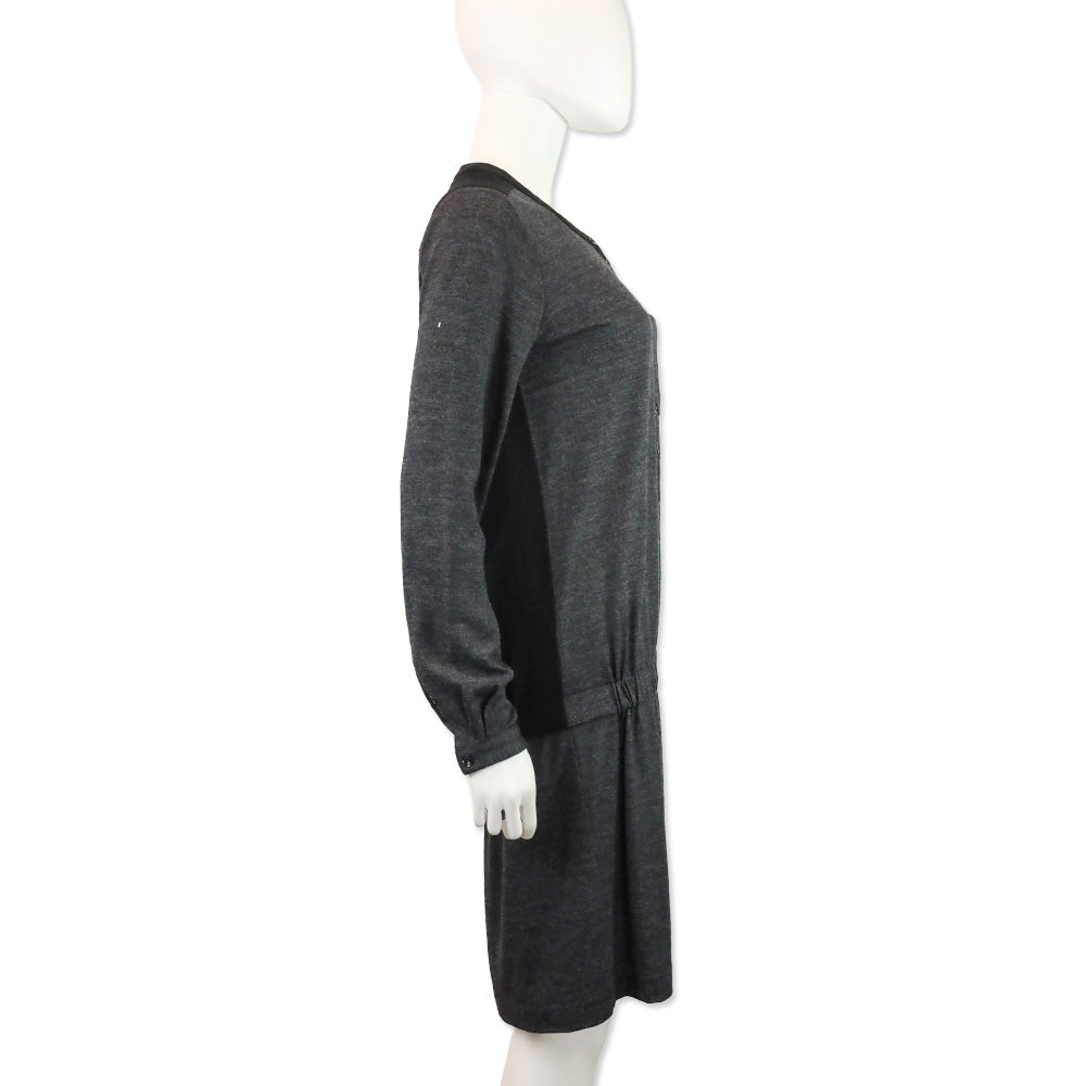 Burberry Brit Charcoal Grey/Black Henley Midi Dress