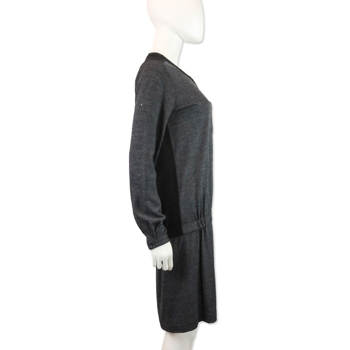 Burberry Brit Charcoal Grey/Black Henley Midi Dress
