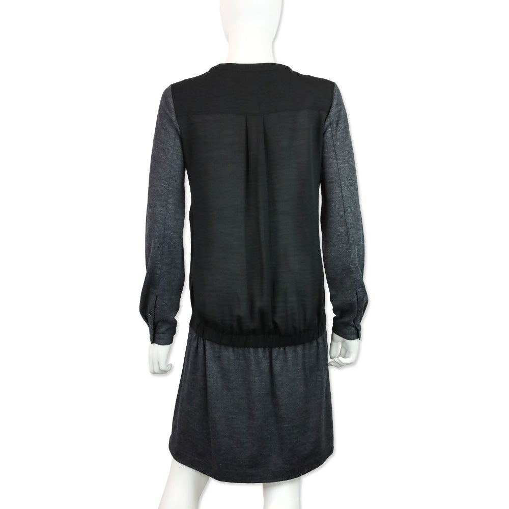 Burberry Brit Charcoal Grey/Black Henley Midi Dress