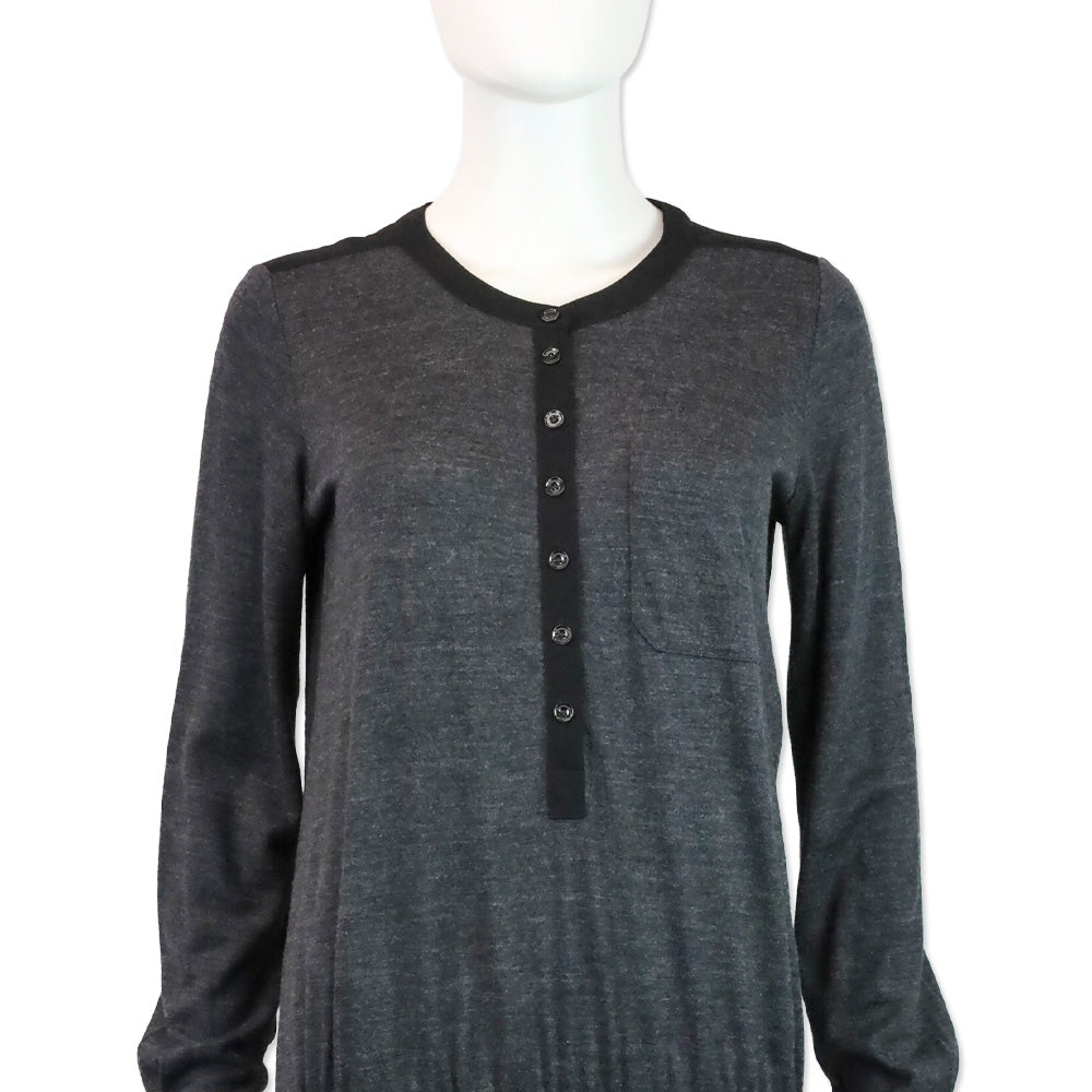 Burberry Brit Charcoal Grey/Black Henley Midi Dress