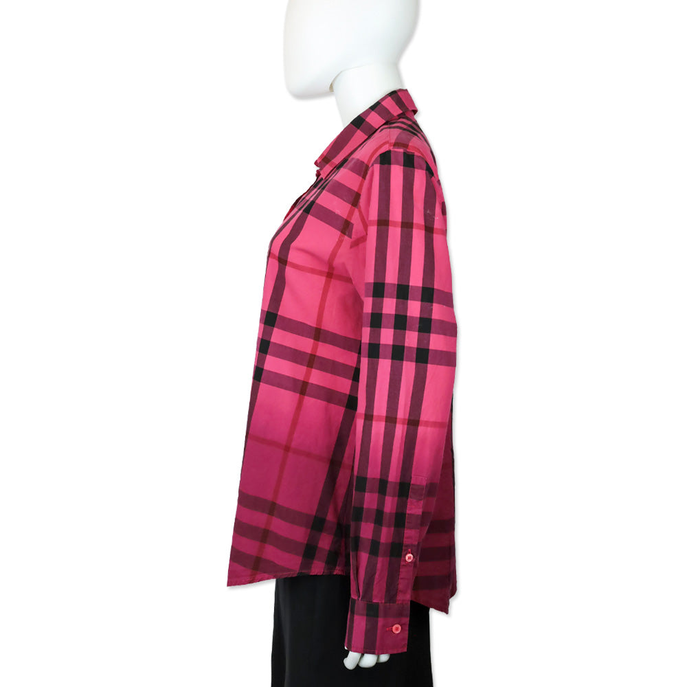 Burberry Brit Pink/Magenta Ombre Plaid Button Up Shirt