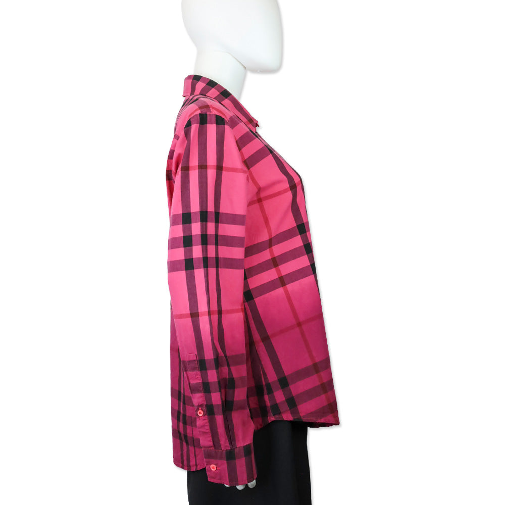 Burberry Brit Pink/Magenta Ombre Plaid Button Up Shirt