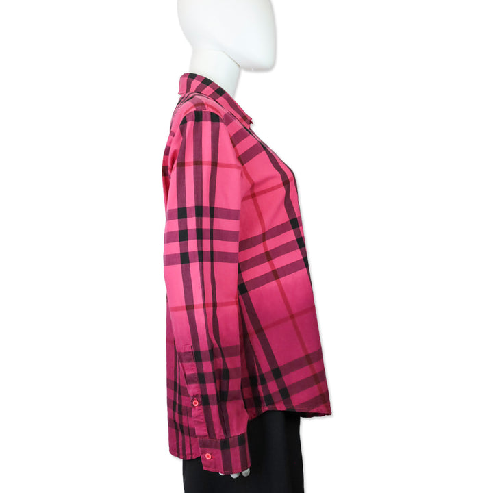 Burberry Brit Pink/Magenta Ombre Plaid Button Up Shirt