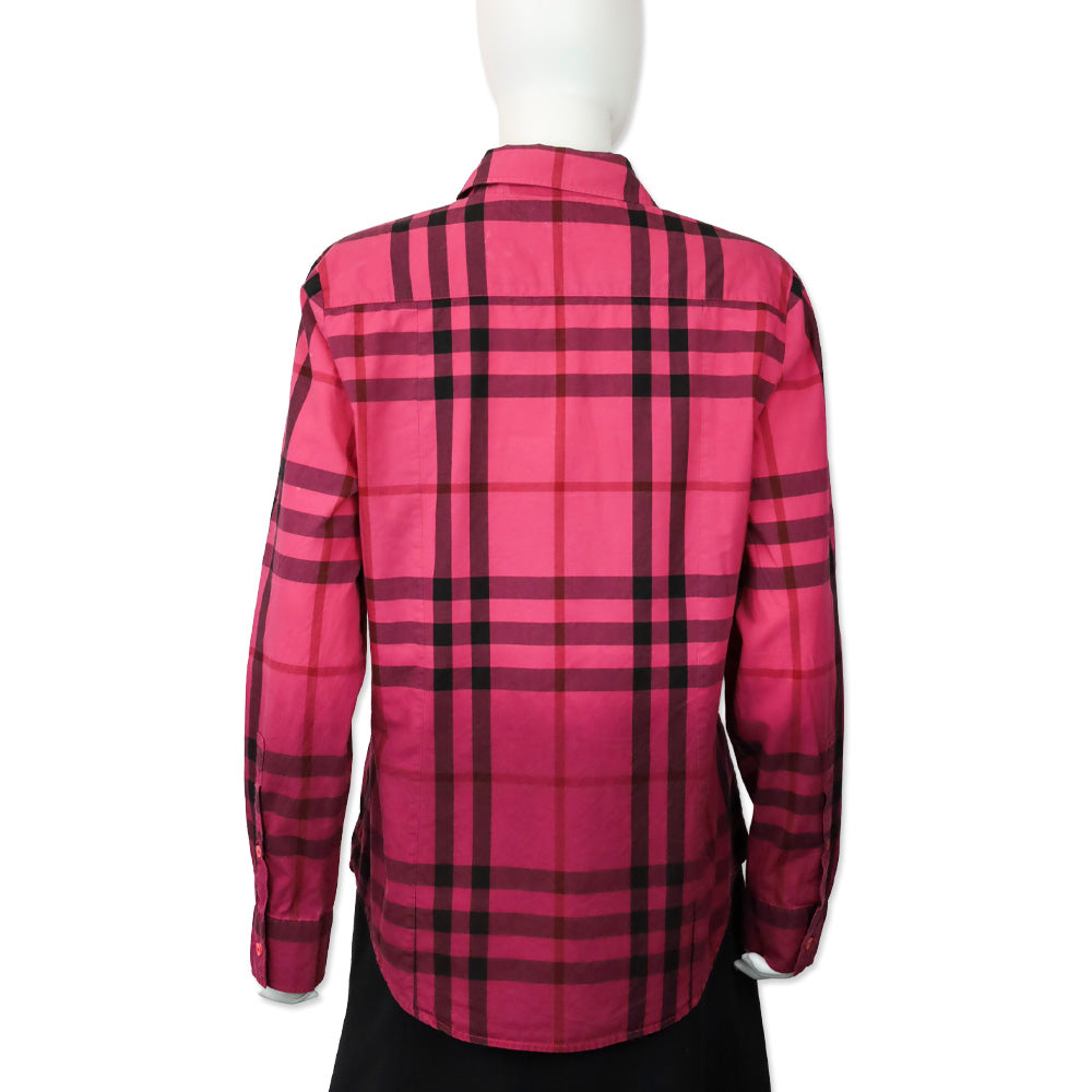 Burberry Brit Pink/Magenta Ombre Plaid Button Up Shirt