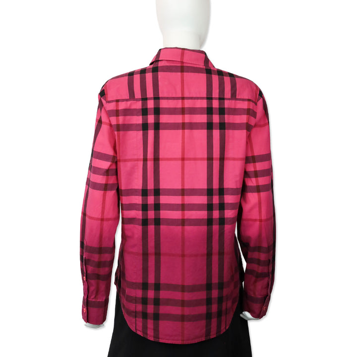 Burberry Brit Pink/Magenta Ombre Plaid Button Up Shirt