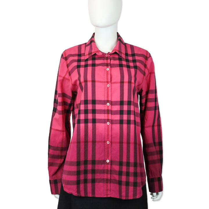 Burberry Brit Pink/Magenta Ombre Plaid Button Up Shirt