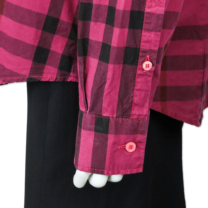 Burberry Brit Pink/Magenta Ombre Plaid Button Up Shirt