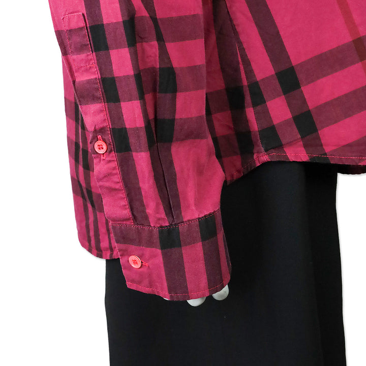 Burberry Brit Pink/Magenta Ombre Plaid Button Up Shirt