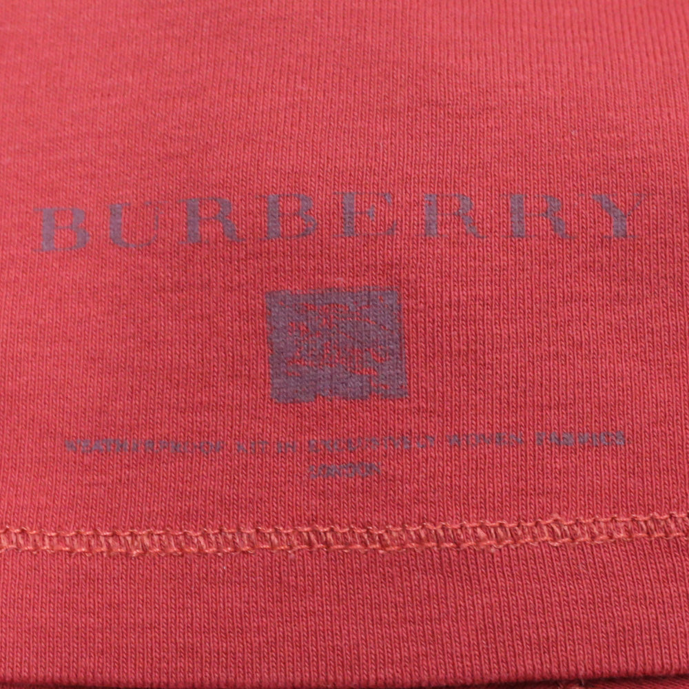 Burberry Brit Red Cotton Nova Check Cuff 3/4 Sleeve Top