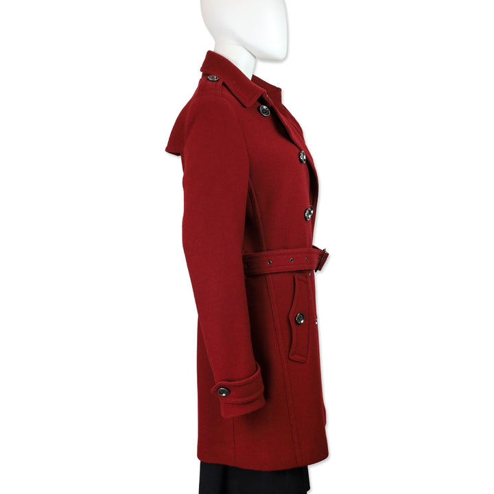 Burberry Brit Red Wool-Blend Double-Breasted Peacoat