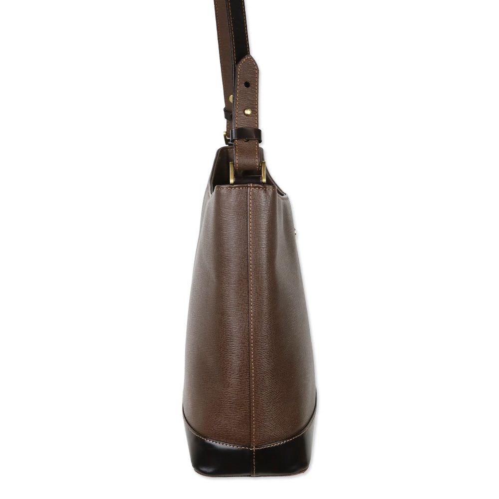 Burberry Brown Crosshatch Leather Shoulder Bag