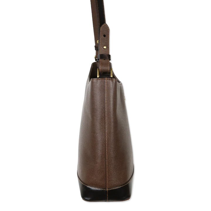 Burberry Brown Crosshatch Leather Shoulder Bag