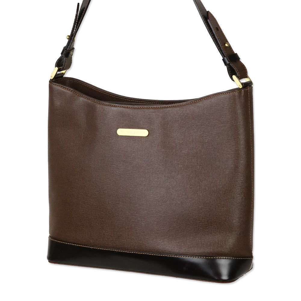 Burberry Brown Crosshatch Leather Shoulder Bag