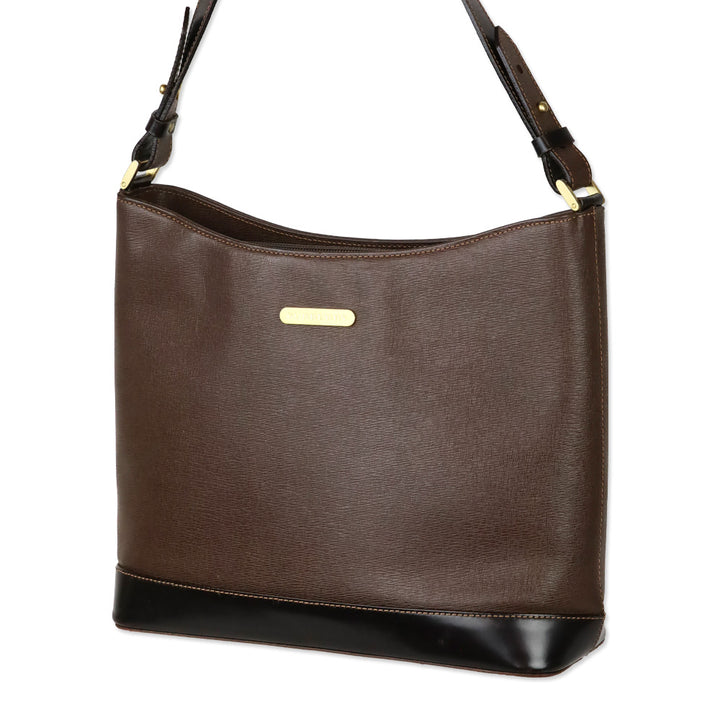 Burberry Brown Crosshatch Leather Shoulder Bag