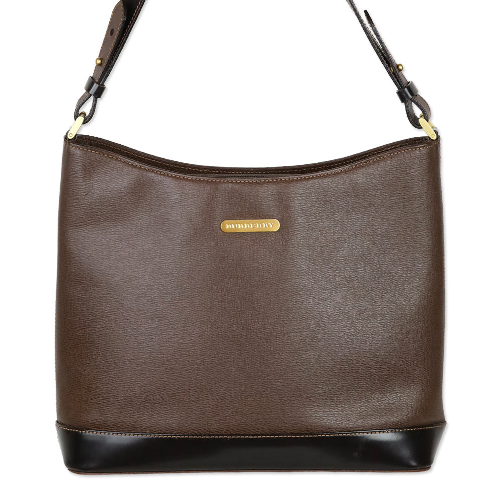 Burberry Brown Crosshatch Leather Shoulder Bag