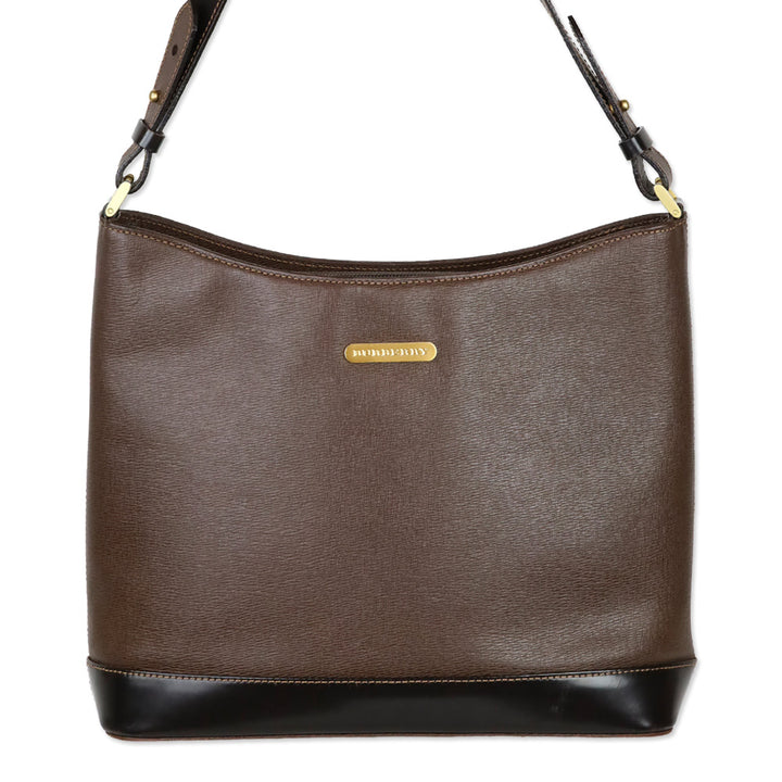 Burberry Brown Crosshatch Leather Shoulder Bag