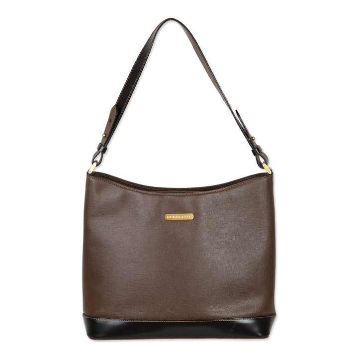 Burberry Brown Crosshatch Leather Shoulder Bag