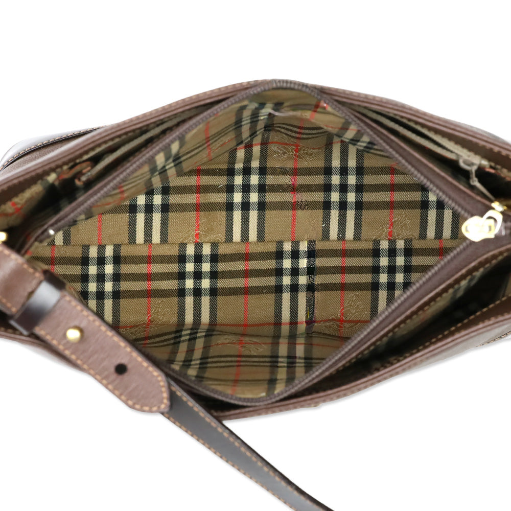 Burberry Brown Crosshatch Leather Shoulder Bag