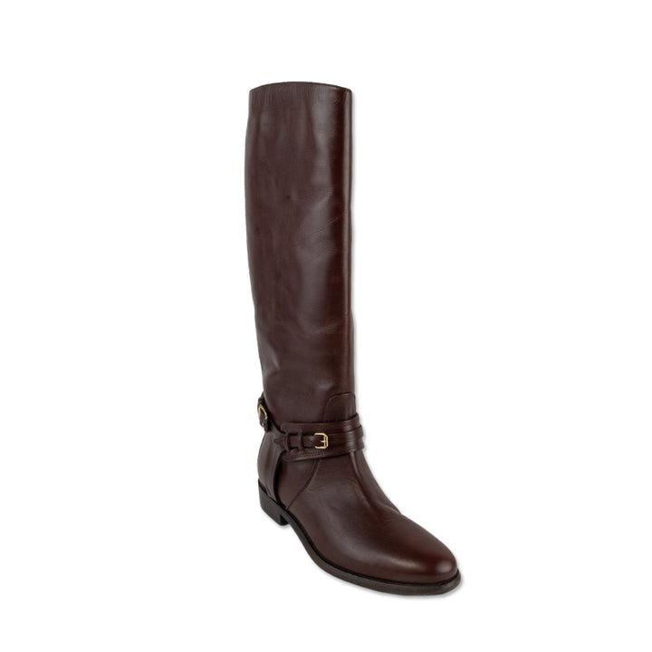 Burberry Brown Leather Below the Knee Riding Boots