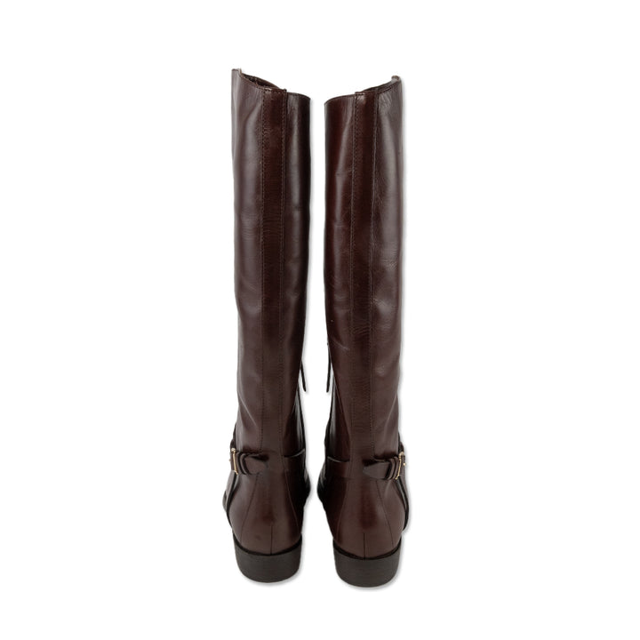 Burberry Brown Leather Below the Knee Riding Boots