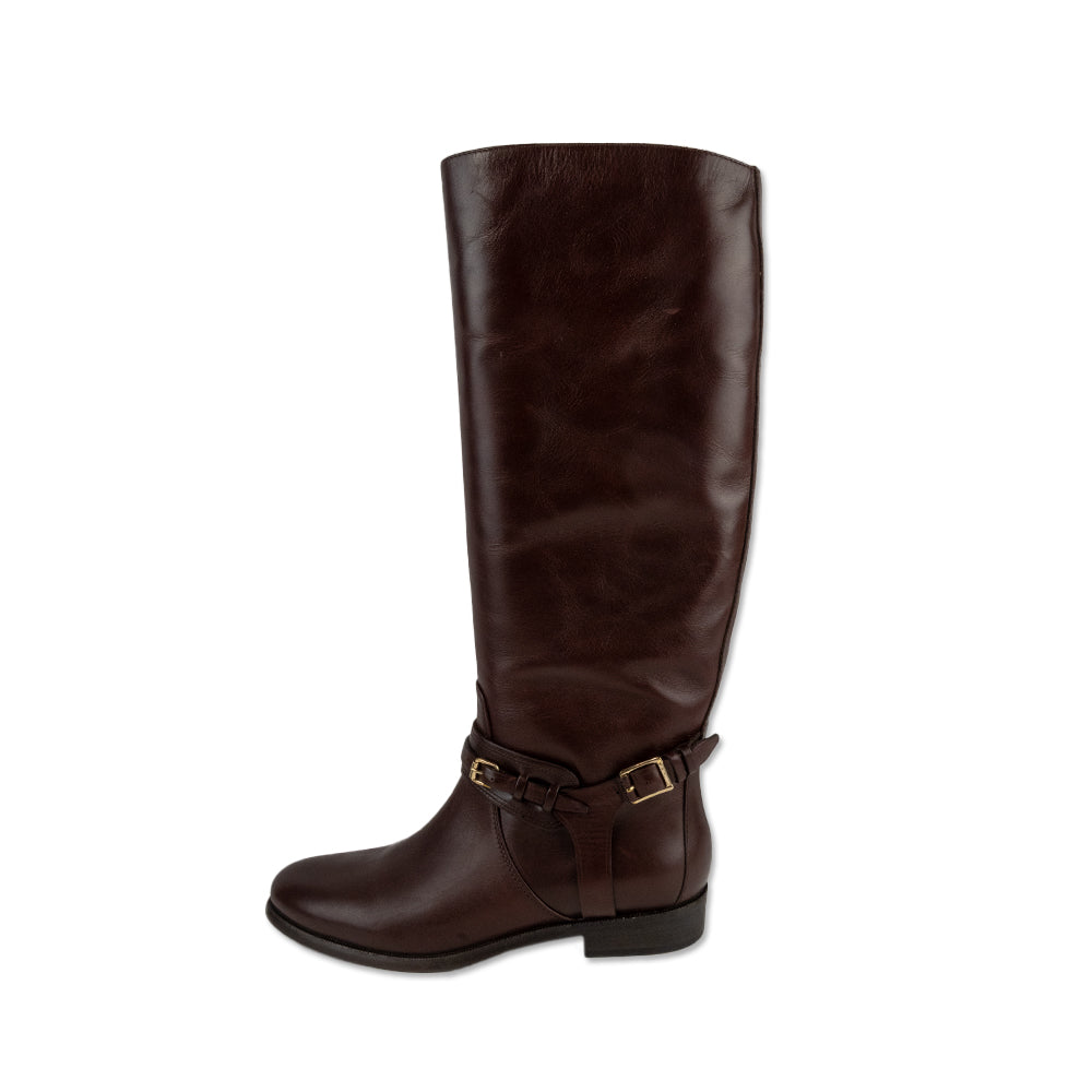 Burberry Brown Leather Below the Knee Riding Boots