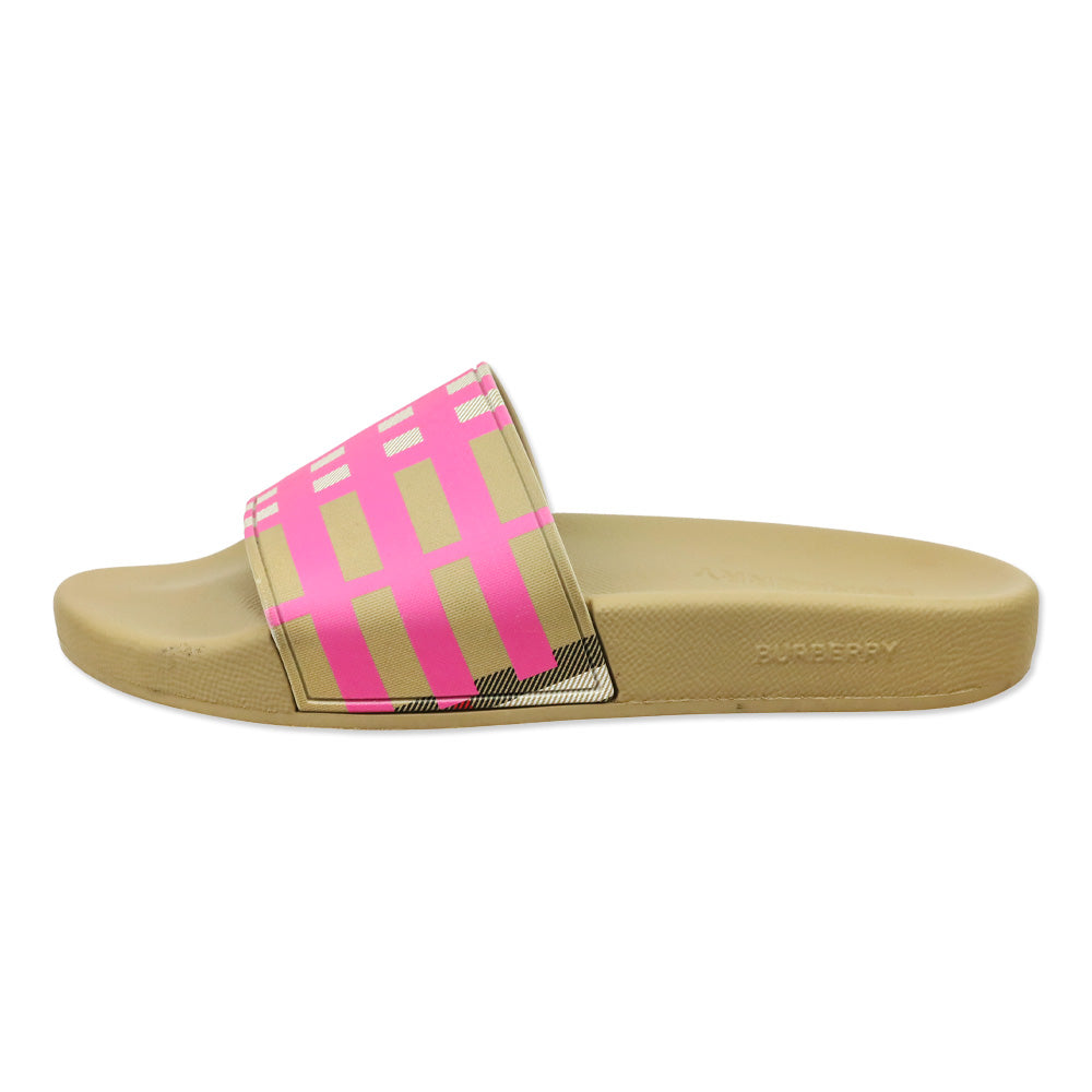 Burberry Bubblegum Pink Check Furley Check Slide Sandals