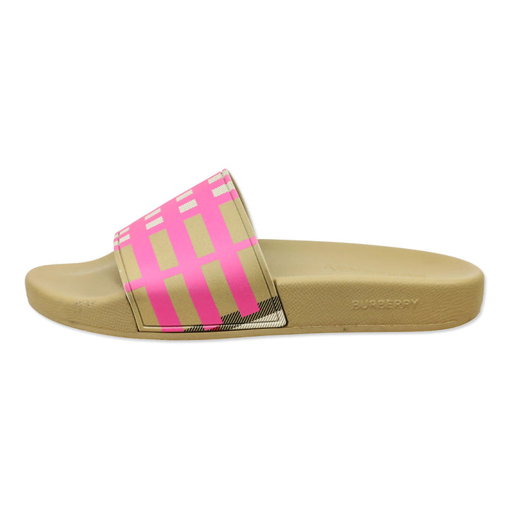 Burberry Bubblegum Pink Check Furley Check Slide Sandals