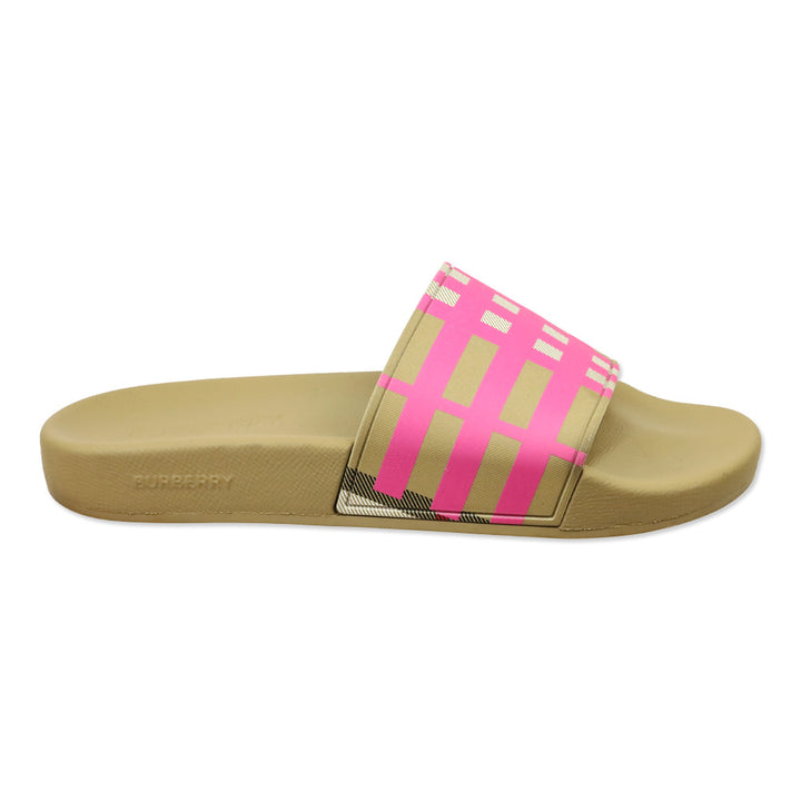 Burberry Bubblegum Pink Check Furley Check Slide Sandals