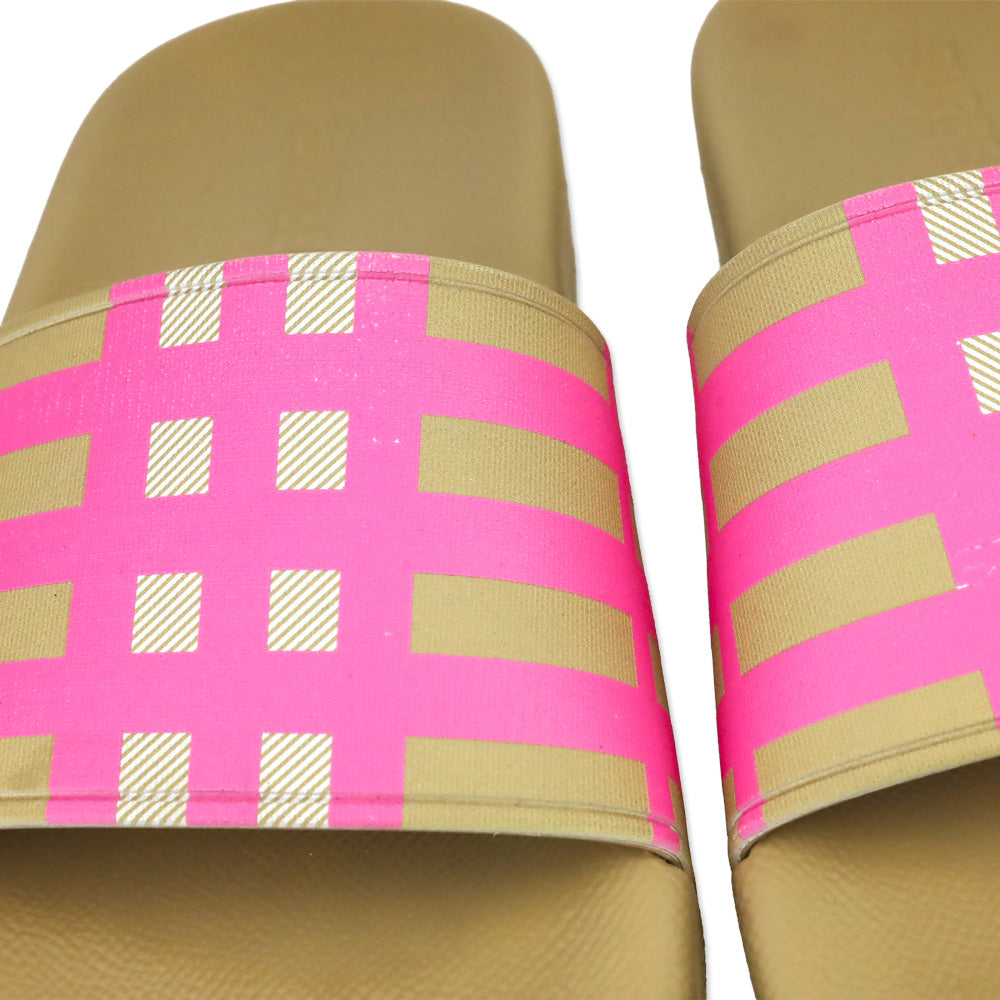 Burberry Bubblegum Pink Check Furley Check Slide Sandals