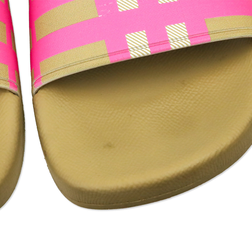 Burberry Bubblegum Pink Check Furley Check Slide Sandals