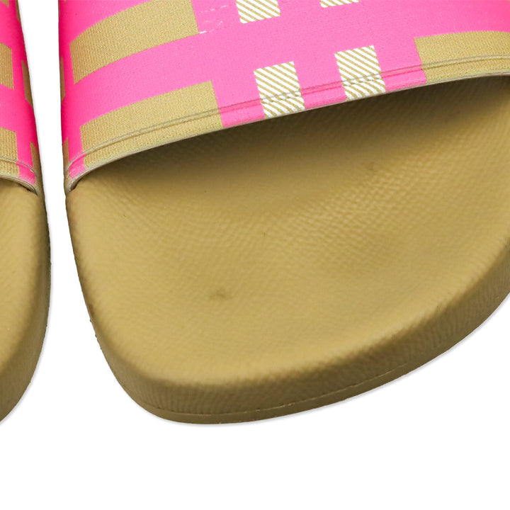 Burberry Bubblegum Pink Check Furley Check Slide Sandals