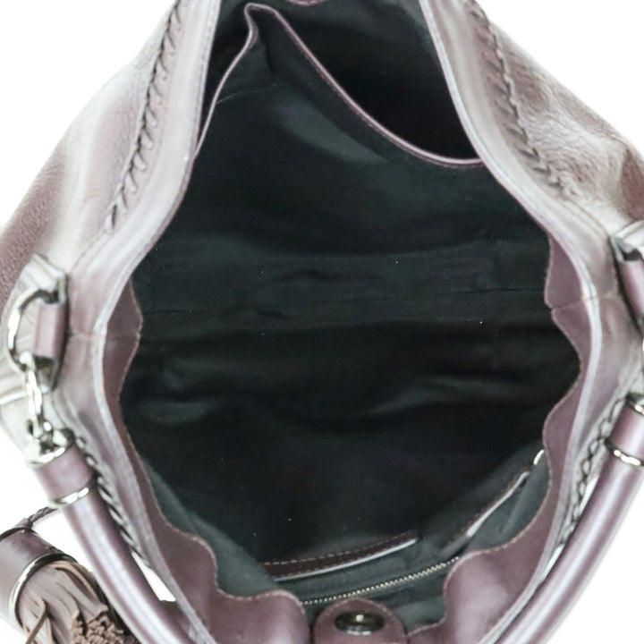 Burberry Burgundy Leather Tassel Hobo Bag