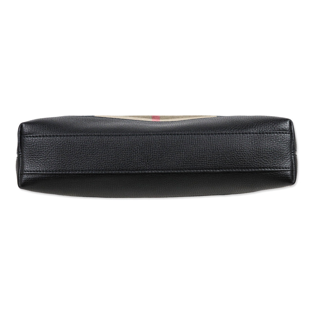 Burberry Derby Black Leather/House Check Abingdon Convertible Clutch Bag