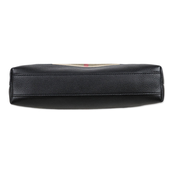 Burberry Derby Black Leather/House Check Abingdon Convertible Clutch Bag