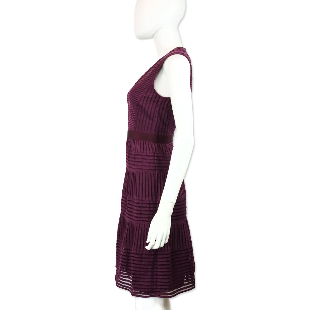 Burberry Eggplant Purple Cerys Stripe Lace Midi Dress