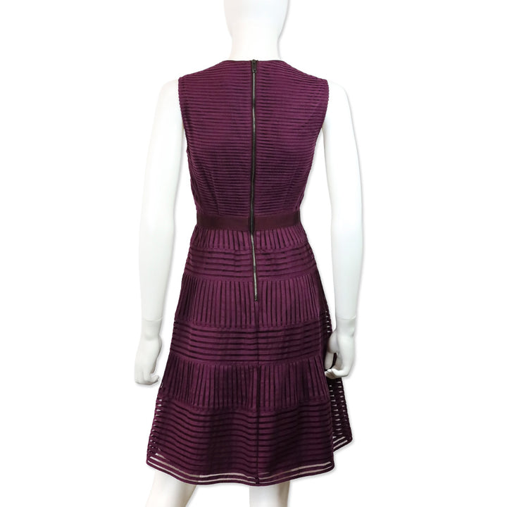 Burberry Eggplant Purple Cerys Stripe Lace Midi Dress