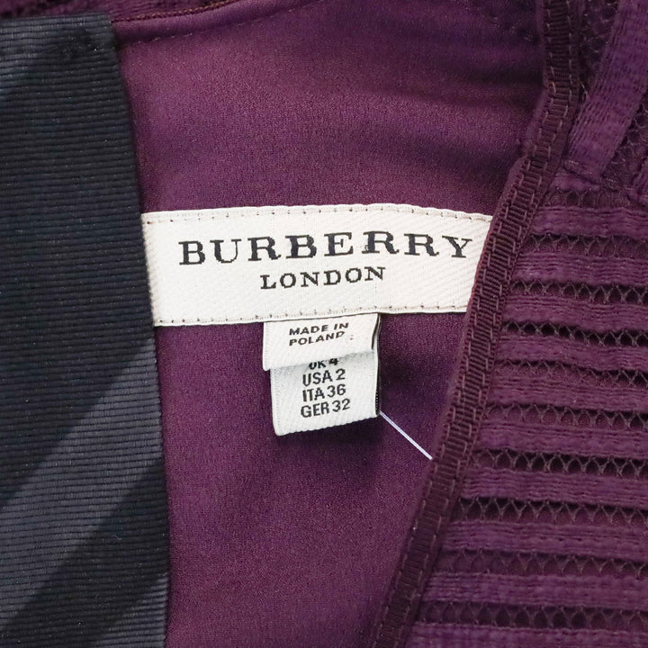 Burberry Eggplant Purple Cerys Stripe Lace Midi Dress
