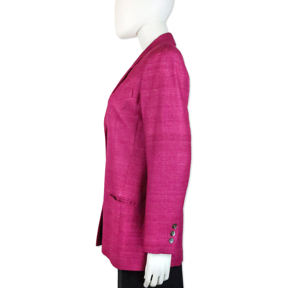 Burberry Fuchsia Purple Silk 3-Button Blazer