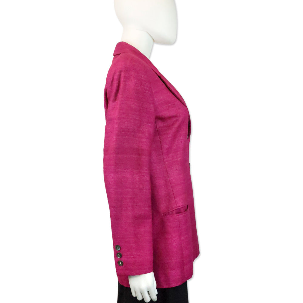 Burberry Fuchsia Purple Silk 3-Button Blazer