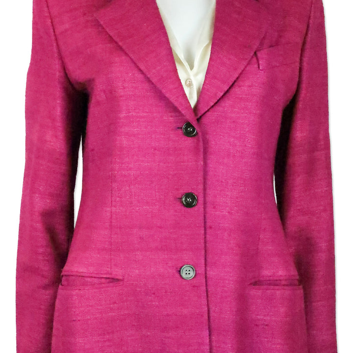 Burberry Fuchsia Purple Silk 3-Button Blazer
