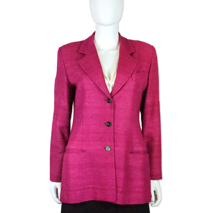 Burberry Fuchsia Purple Silk 3-Button Blazer